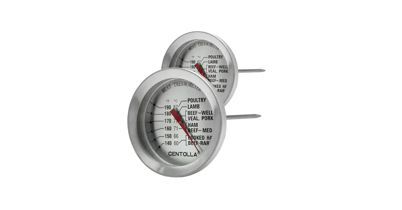 Dwa termometry do mięsa pokazują, że w temperaturze 87°C giną bakterie salmonella i campylobacter w mięsie drobiowym.